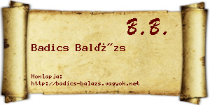 Badics Balázs névjegykártya